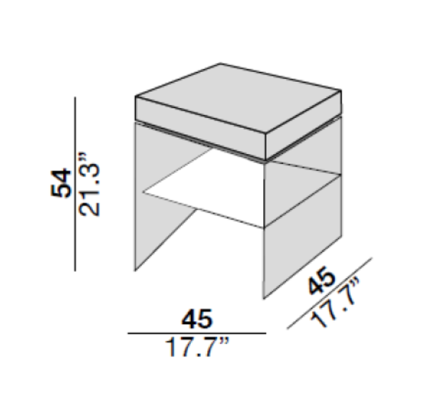 LIGHT BEDSIDE TABLE - Dimensions