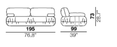 OPTION 2022 SOFA 2 SEATER - Dimensions