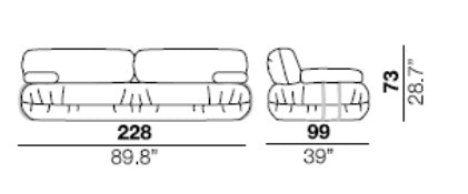 OPTION 2022 SOFA 3 SEATER - Dimensions