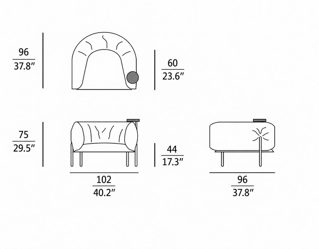 RONDO ARMCHAIR - Dimensions