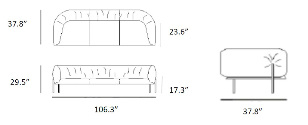 RONDO SOFA 3 SEATER - Dimensions