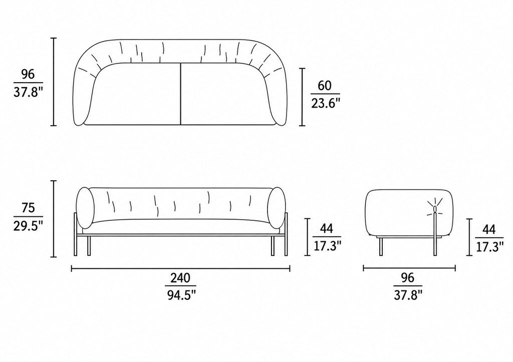 RONDO SOFA 3 SEATER - Dimensions
