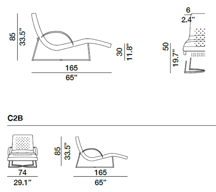 Chandelier 2010  Lounger - Dimensions